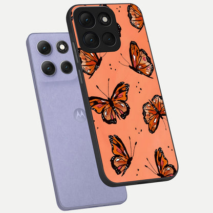  Coral Wing Butterfly phone case For Moto G86 Power showing premium glass back cover with detailed artwork