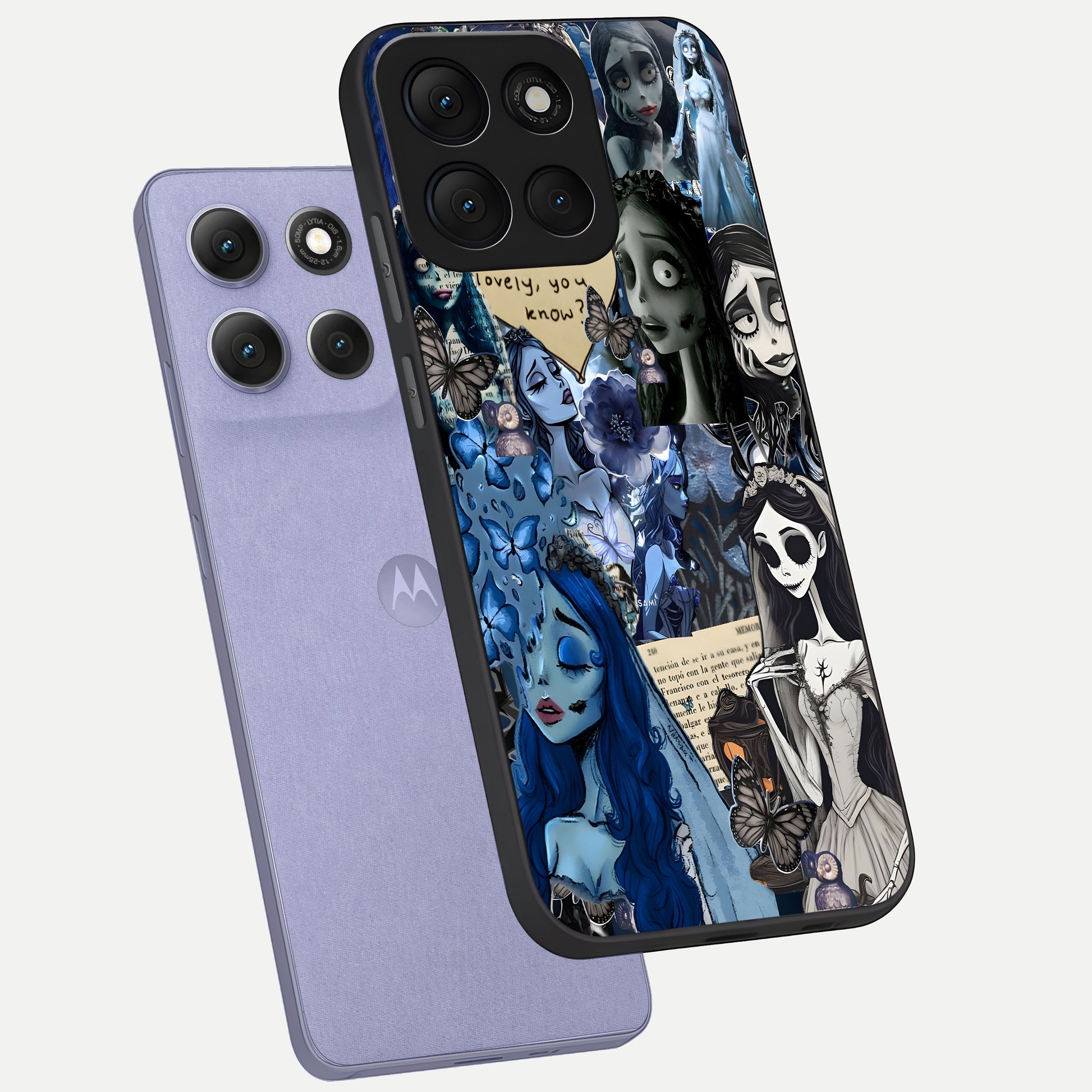  Corpse Bride Posters phone case For Moto G86 Power showing premium glass back cover with detailed artwork