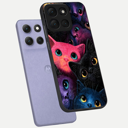  Cosmic Cats Dreams phone case For Moto G86 Power showing premium glass back cover with detailed artwork
