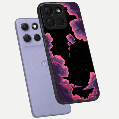  Cosmic Cloud Journey phone case For Moto G86 Power showing premium glass back cover with detailed artwork