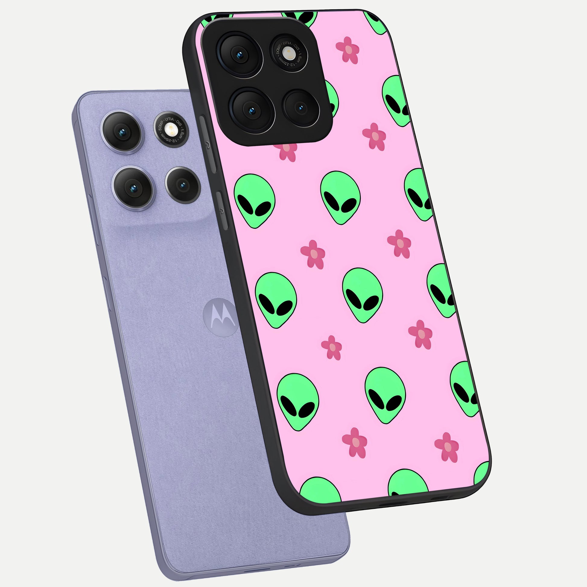  Cosmic Cute Crush phone case For Moto G86 Power showing premium glass back cover with detailed artwork