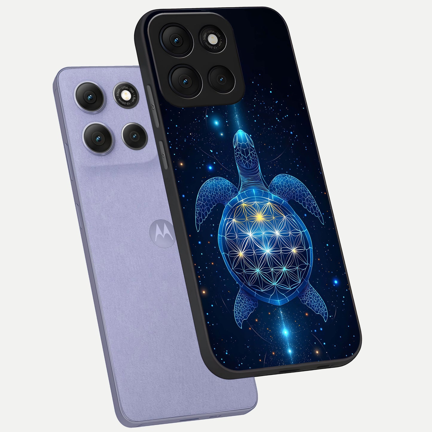  Crimson Blue Turtle phone case For Moto G86 Power showing premium glass back cover with detailed artwork