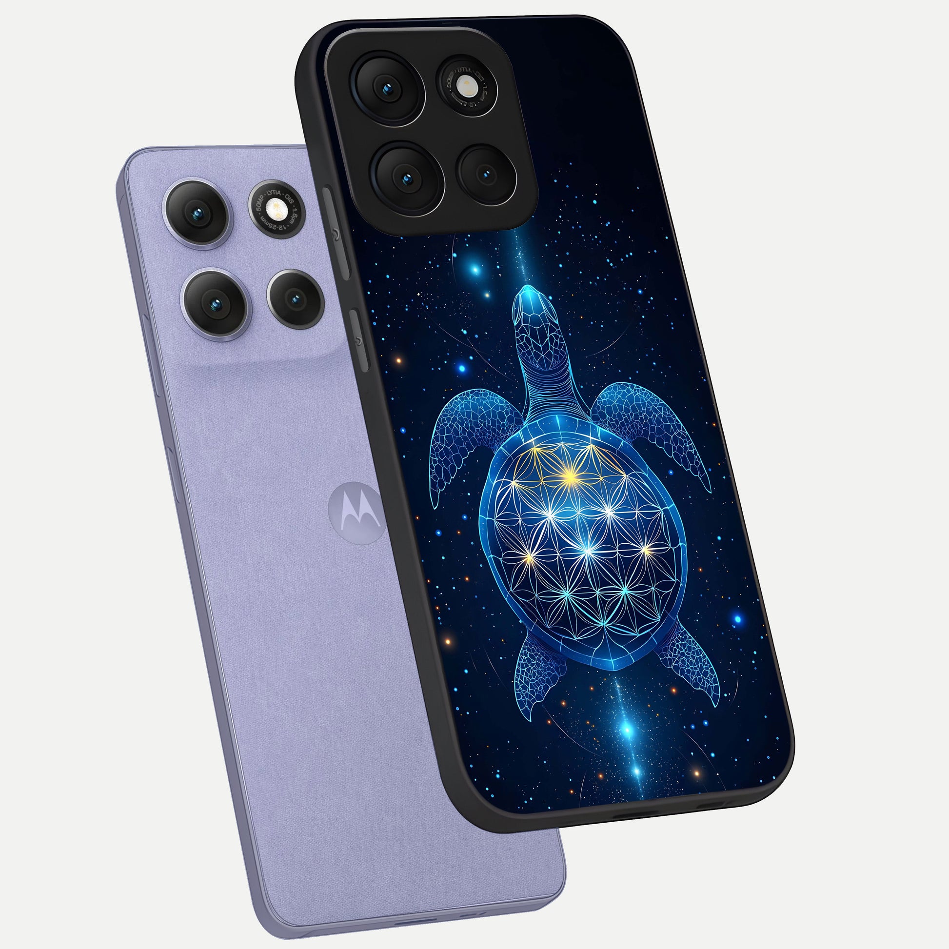 Crimson Blue Turtle phone case For Moto G86 Power showing premium glass back cover with detailed artwork