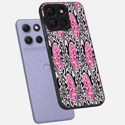  Crimson Paisley Charm phone case For Moto G86 Power showing premium glass back cover with detailed artwork