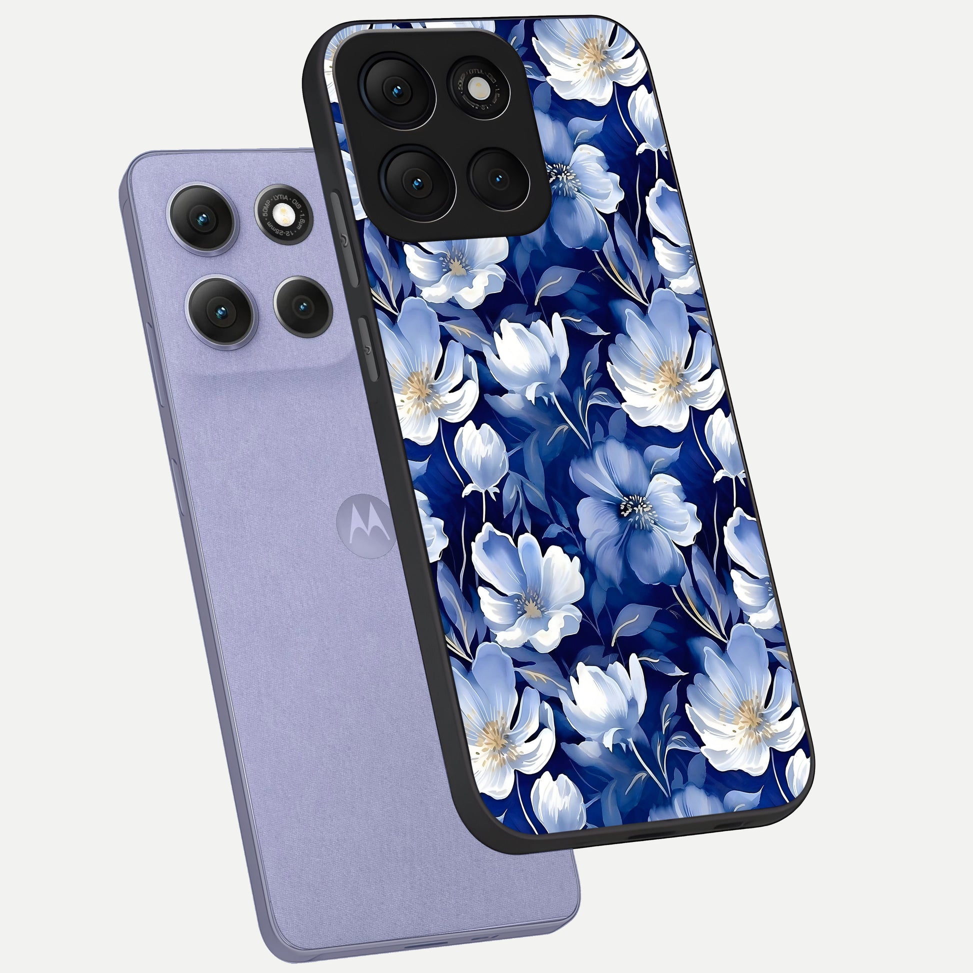  Cute Floral Patterns phone case For Moto G86 Power showing premium glass back cover with detailed artwork