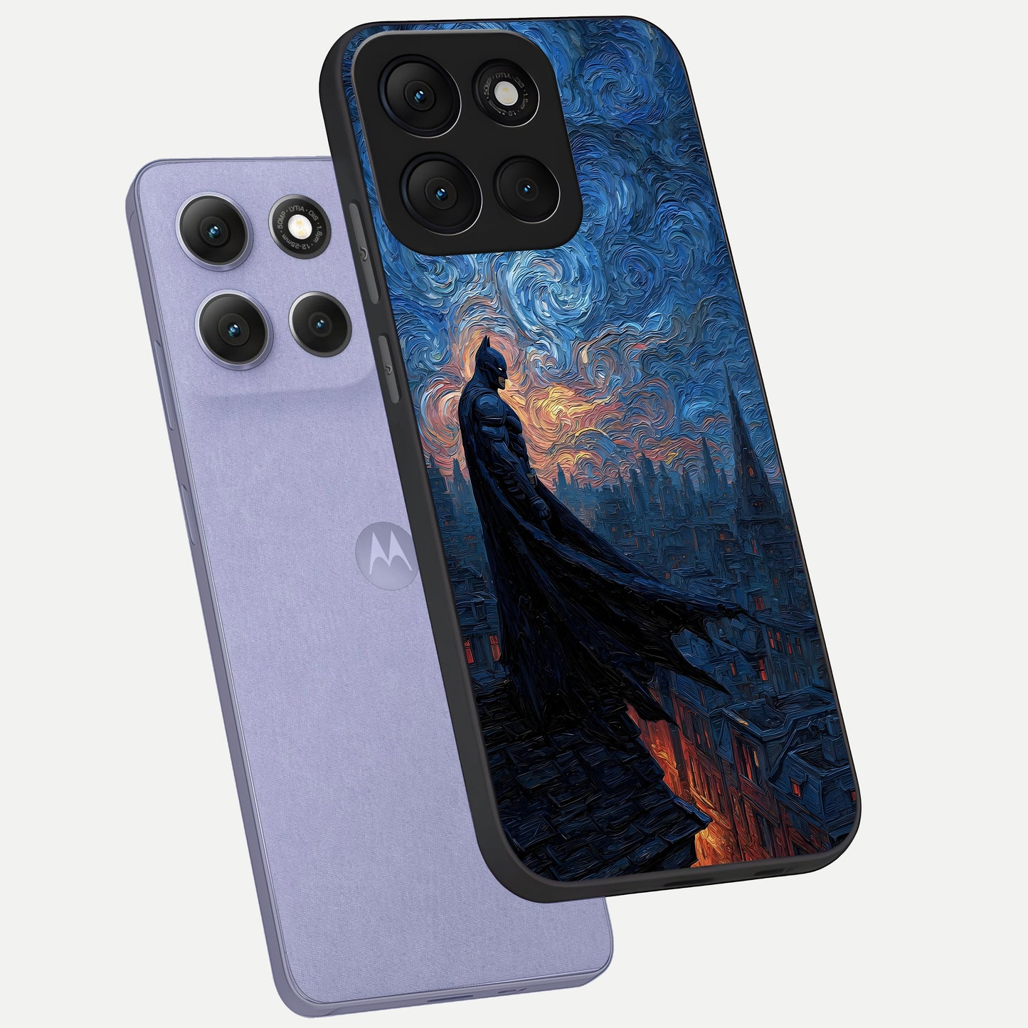  Dark Knight Dusk phone case For Moto G86 Power showing premium glass back cover with detailed artwork
