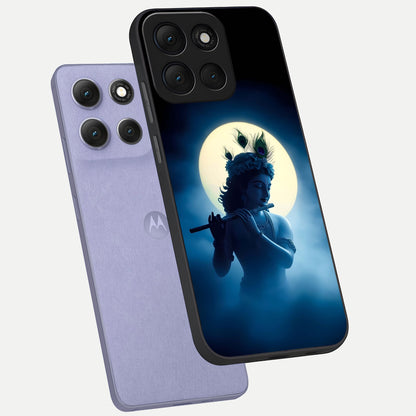  Divine Moon Flute phone case For Moto G86 Power showing premium glass back cover with detailed artwork