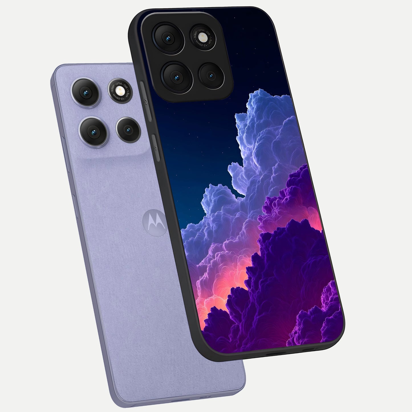  Dreamy Cloud Skies phone case For Moto G86 Power showing premium glass back cover with detailed artwork