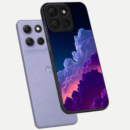  Dreamy Cloud Skies phone case For Moto G86 Power showing premium glass back cover with detailed artwork