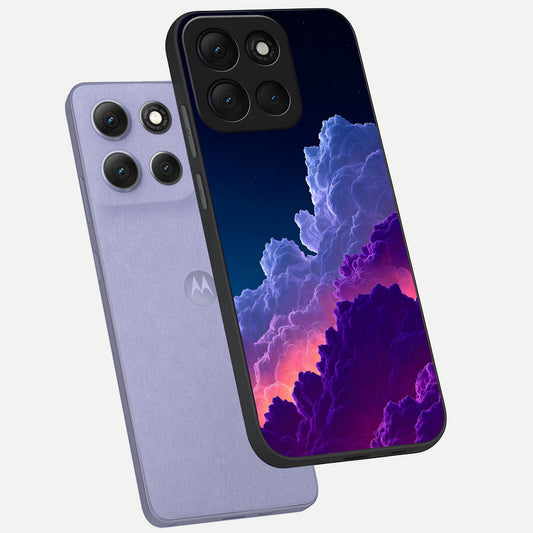  Dreamy Cloud Skies phone case For Moto G86 Power showing premium glass back cover with detailed artwork