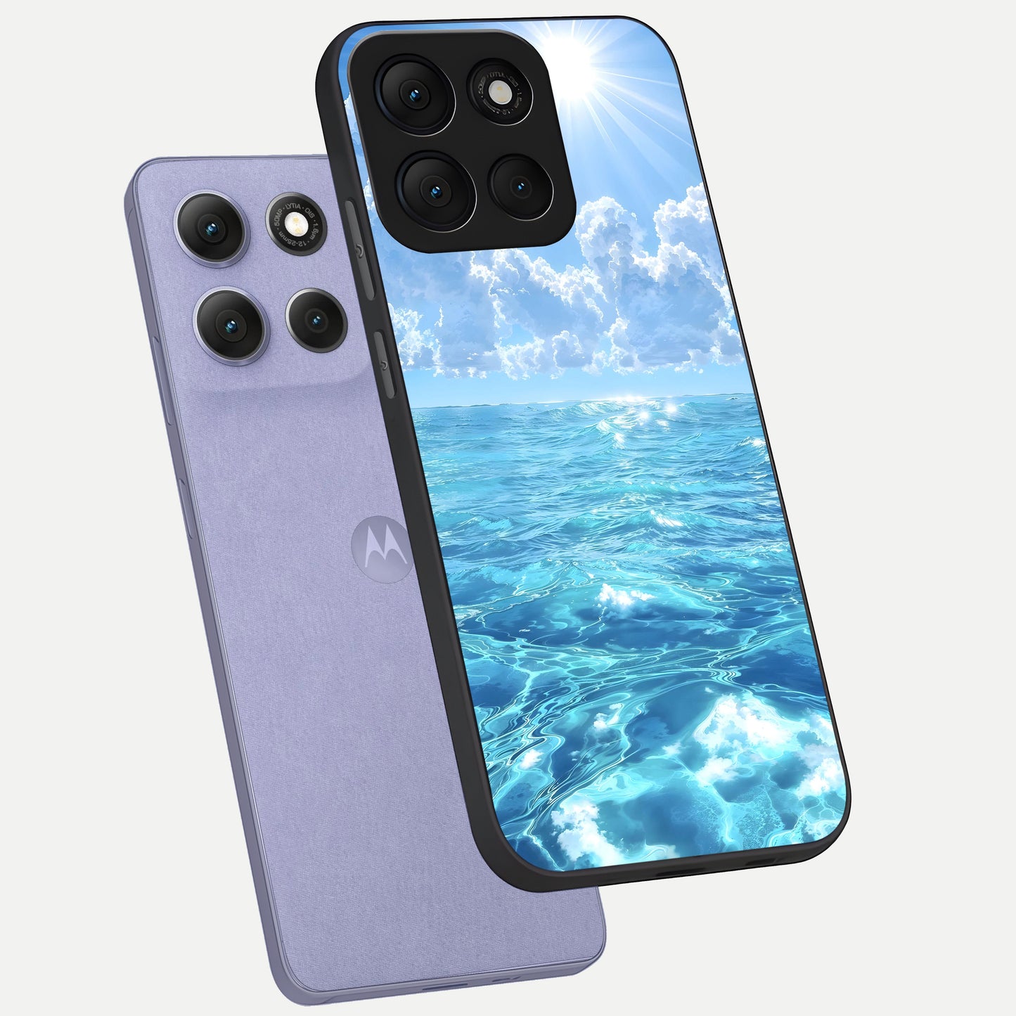  Endless Ocean Horizon phone case For Moto G86 Power showing premium glass back cover with detailed artwork
