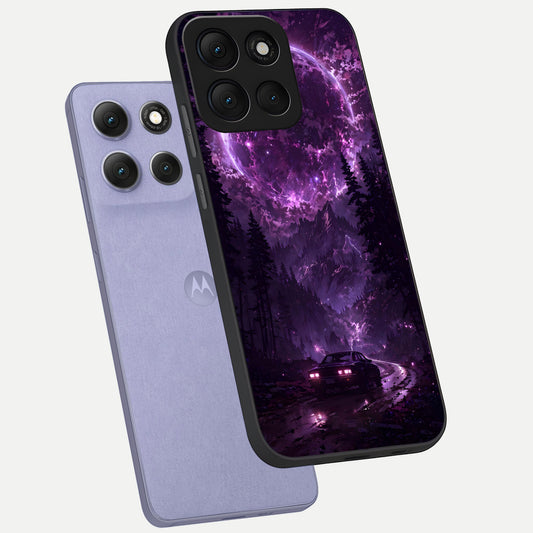  Eternal Cosmic Drive phone case For Moto G86 Power showing premium glass back cover with detailed artwork