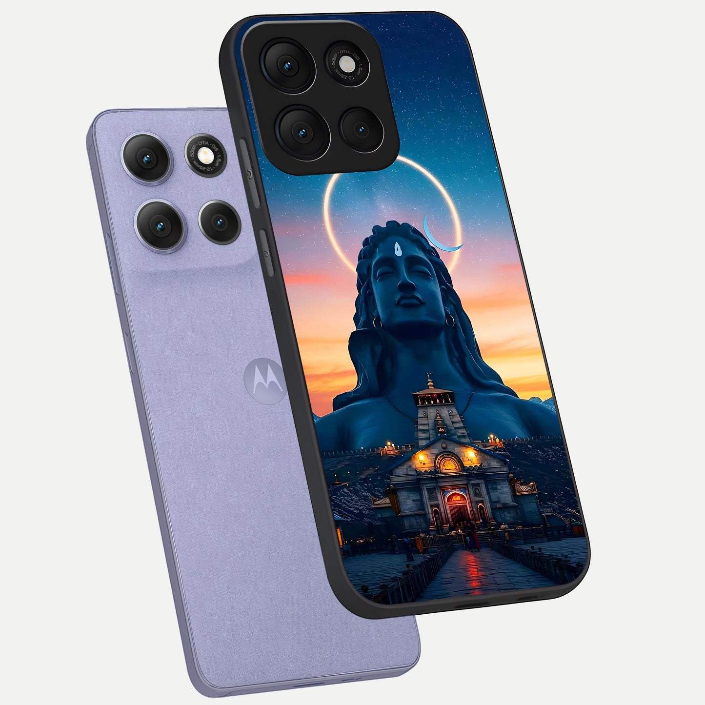  Eternal Shiva Aura phone case For Moto G86 Power showing premium glass back cover with detailed artwork
