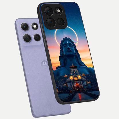  Eternal Shiva Aura phone case For Moto G86 Power showing premium glass back cover with detailed artwork