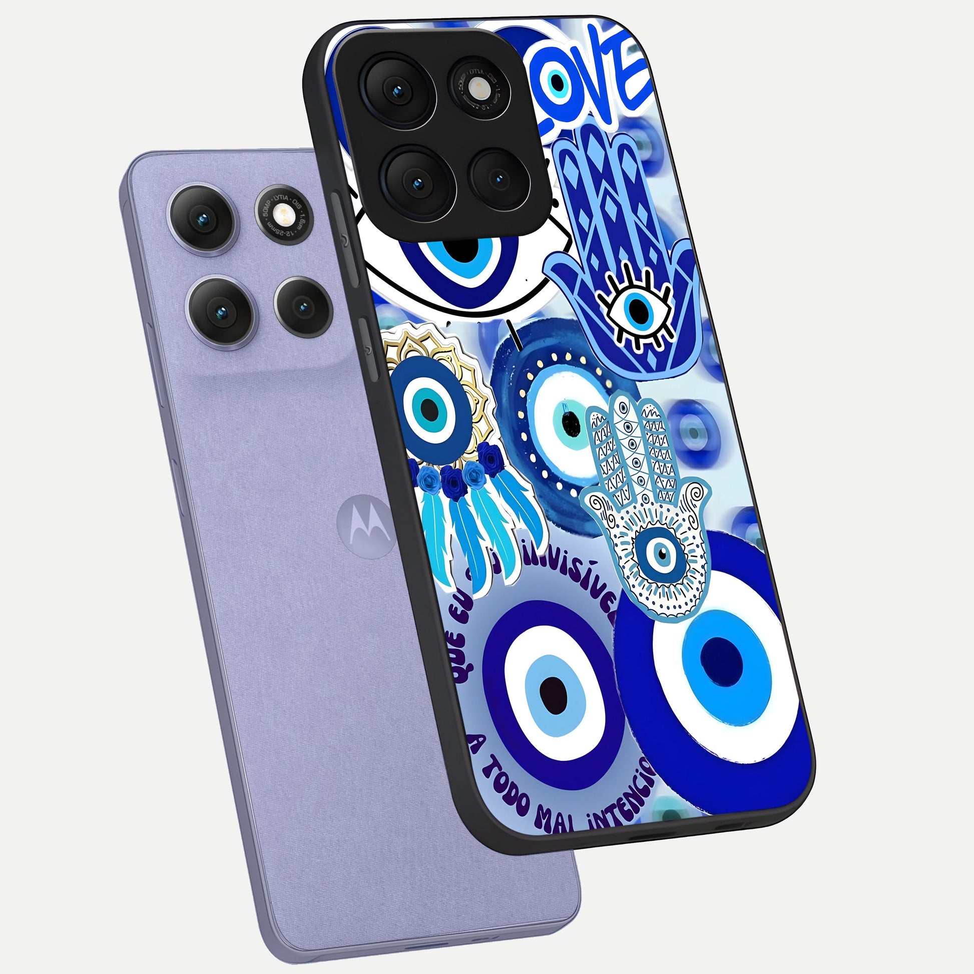  Evil Eyes Dream phone case For Moto G86 Power showing premium glass back cover with detailed artwork