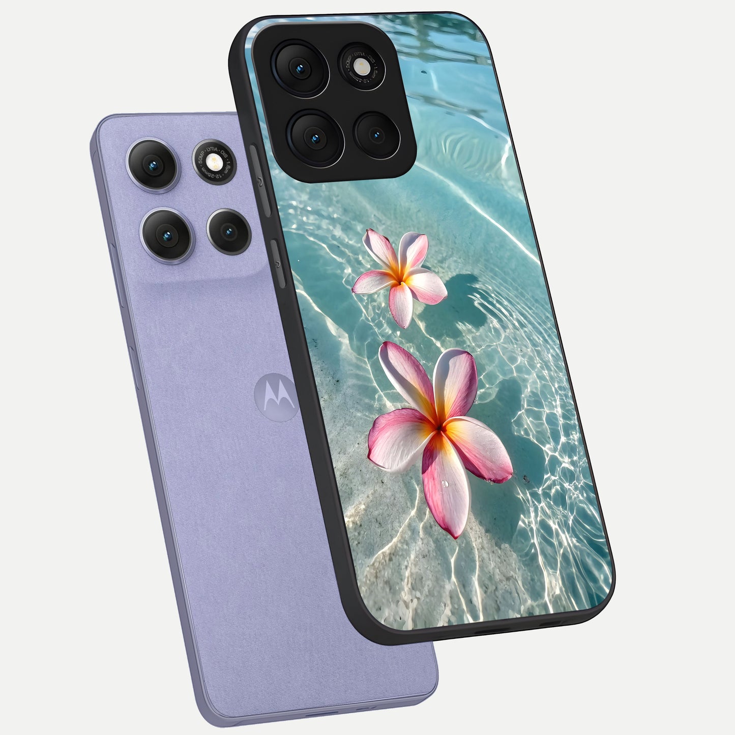  Floating Bloom Bliss phone case For Moto G86 Power showing premium glass back cover with detailed artwork