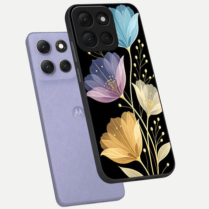  Flower Bloom Glow phone case For Moto G86 Power showing premium glass back cover with detailed artwork