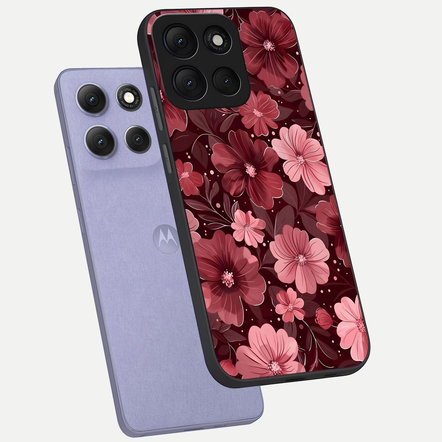 Flower Blush Bloom phone case For Moto G86 Power showing premium glass back cover with detailed artwork