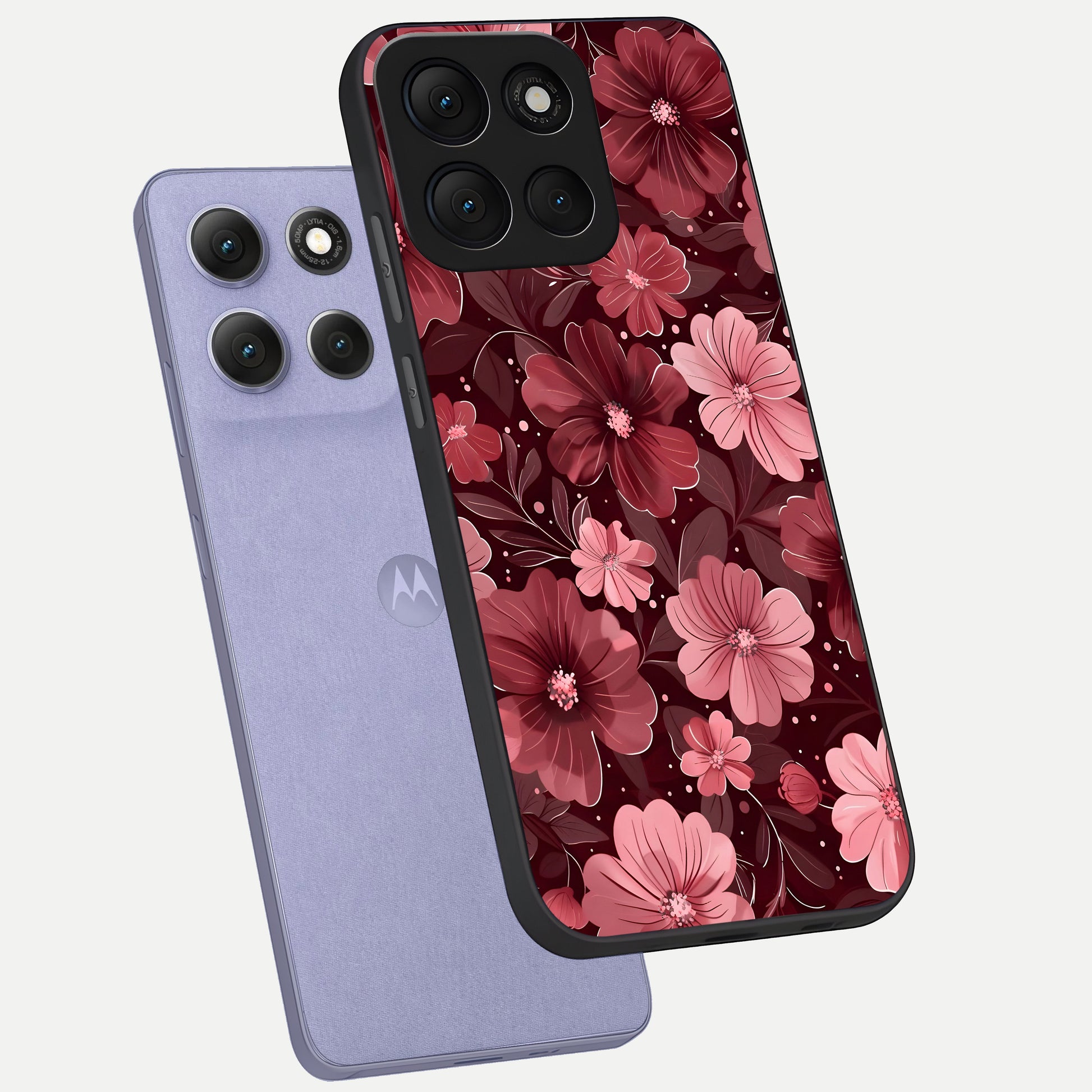  Flower Blush Bloom phone case For Moto G86 Power showing premium glass back cover with detailed artwork