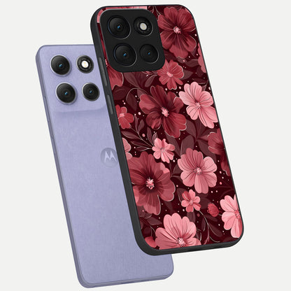  Flower Blush Bloom phone case For Moto G86 Power showing premium glass back cover with detailed artwork