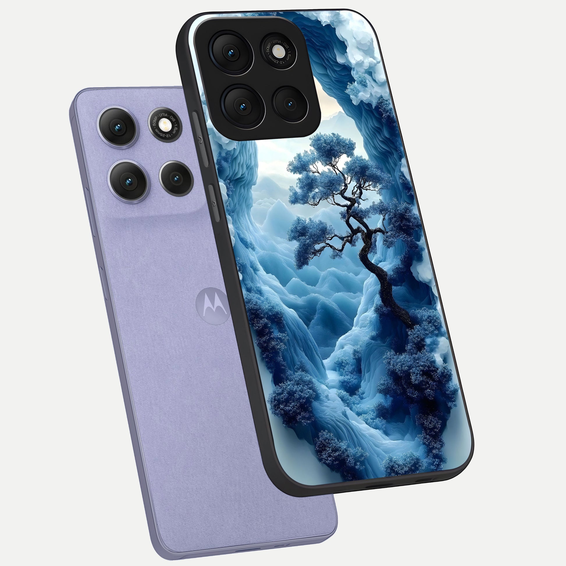  Frozen Serenity Gate phone case For Moto G86 Power showing premium glass back cover with detailed artwork