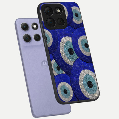  Galaxy Eye Flow phone case For Moto G86 Power showing premium glass back cover with detailed artwork