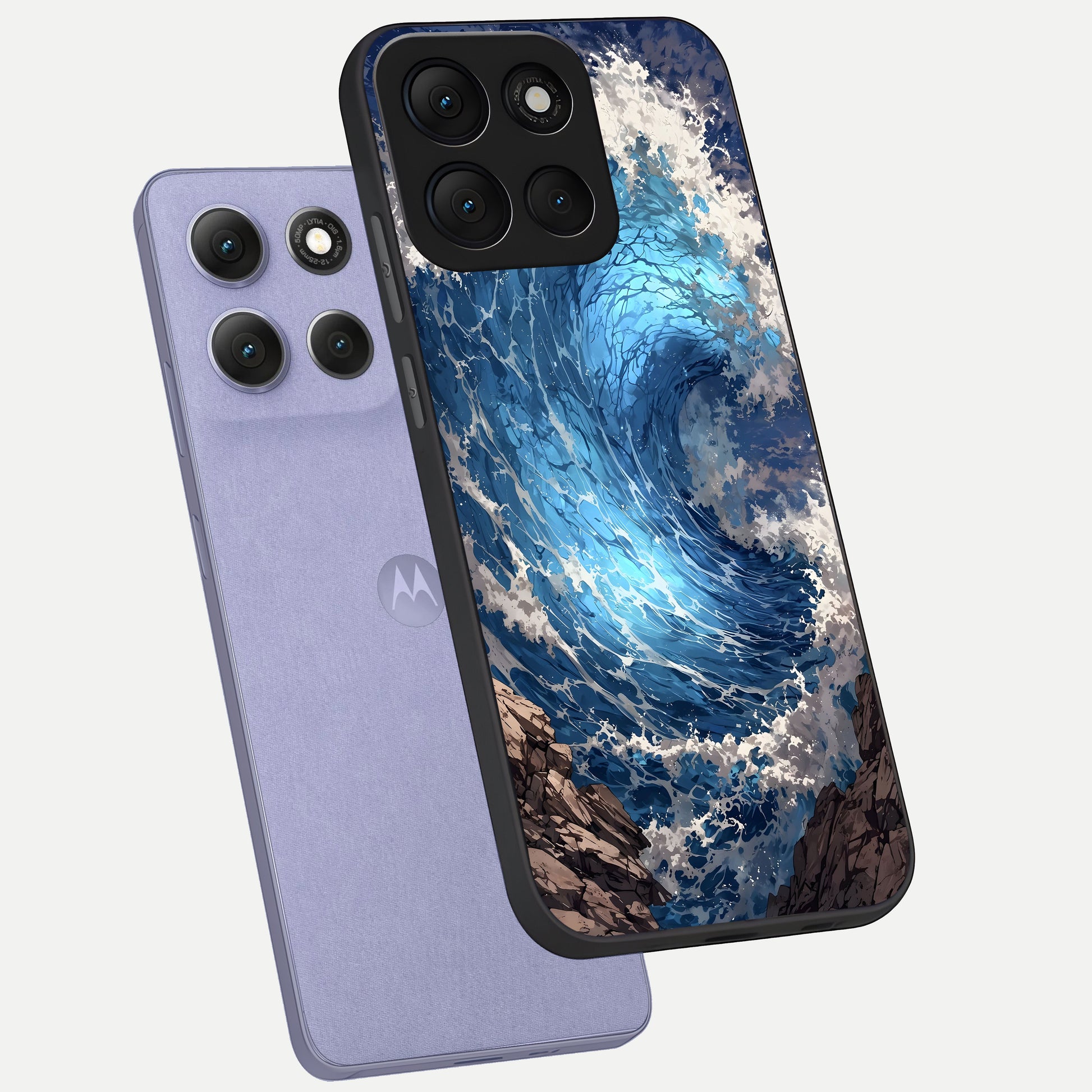  Giant Ocean Wave phone case For Moto G86 Power showing premium glass back cover with detailed artwork