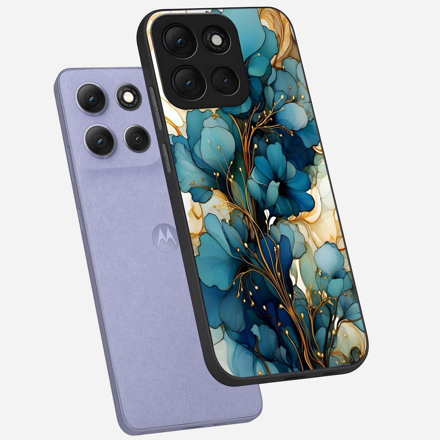  Golden Bloom Symphony phone case For Moto G86 Power showing premium glass back cover with detailed artwork
