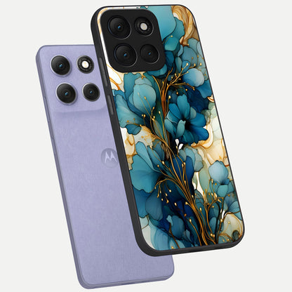  Golden Bloom Symphony phone case For Moto G86 Power showing premium glass back cover with detailed artwork