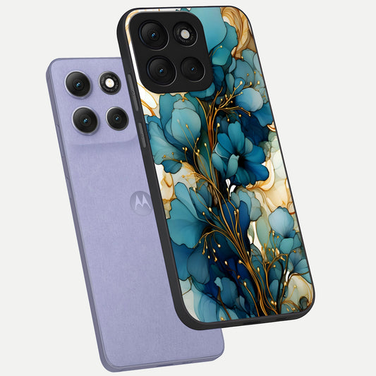  Golden Bloom Symphony phone case For Moto G86 Power showing premium glass back cover with detailed artwork
