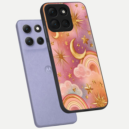  Golden Celestial Dreams phone case For Moto G86 Power showing premium glass back cover with detailed artwork