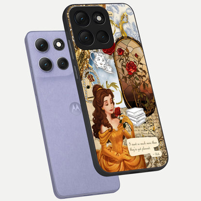  Golden Dream Belle phone case For Moto G86 Power showing premium glass back cover with detailed artwork