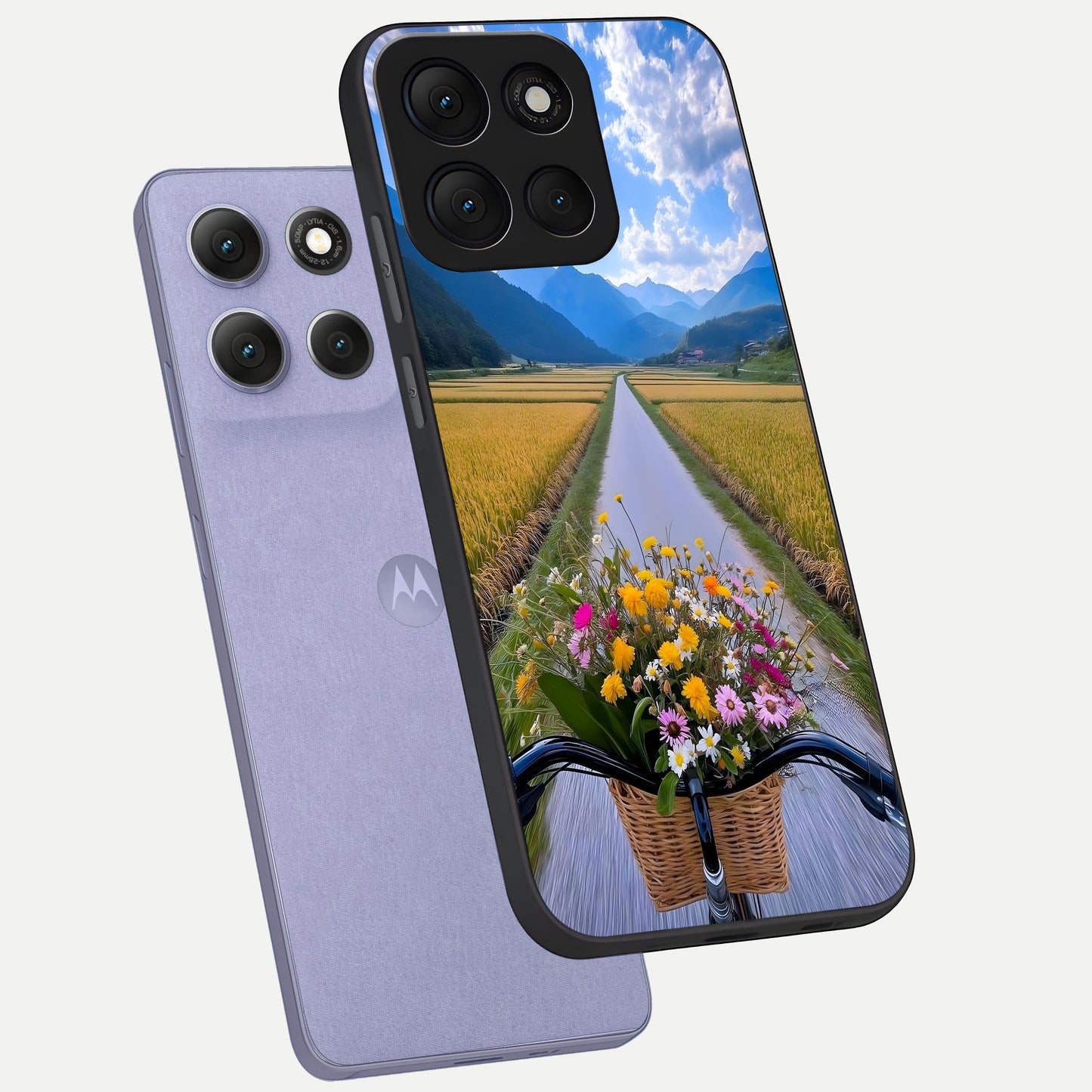  Golden Field Journey phone case For Moto G86 Power showing premium glass back cover with detailed artwork