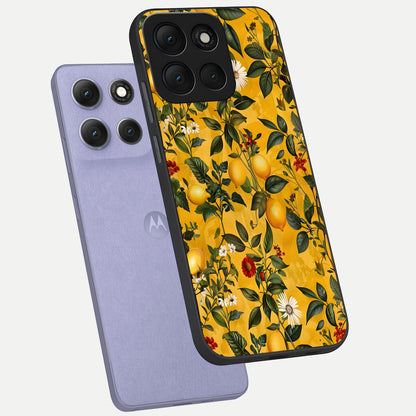  Golden Lemon Field phone case For Moto G86 Power showing premium glass back cover with detailed artwork