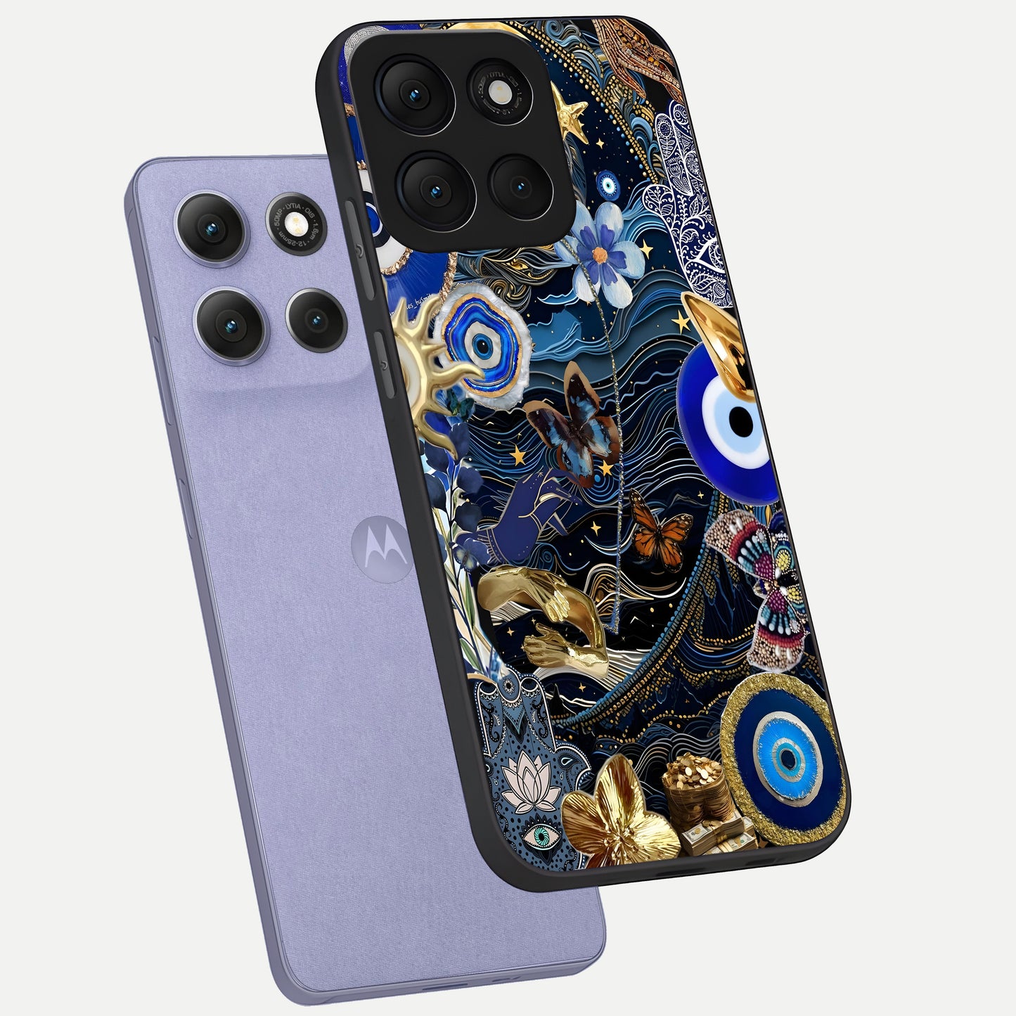  Golden Moon Magic phone case For Moto G86 Power showing premium glass back cover with detailed artwork