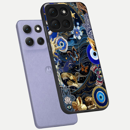  Golden Moon Magic phone case For Moto G86 Power showing premium glass back cover with detailed artwork