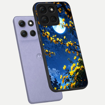  Golden Night Glow phone case For Moto G86 Power showing premium glass back cover with detailed artwork
