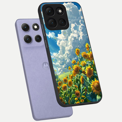  Golden Sun Glory phone case For Moto G86 Power showing premium glass back cover with detailed artwork