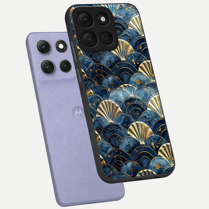  Golden Wave Luxe phone case For Moto G86 Power showing premium glass back cover with detailed artwork