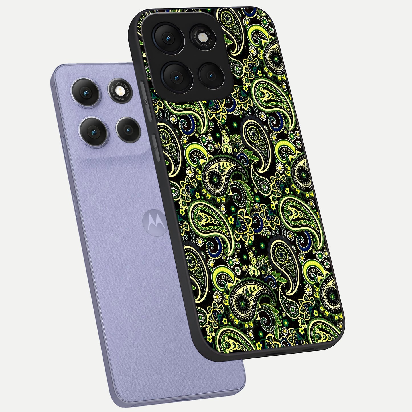  Green Lemon phone case For Moto G86 Power showing premium glass back cover with detailed artwork