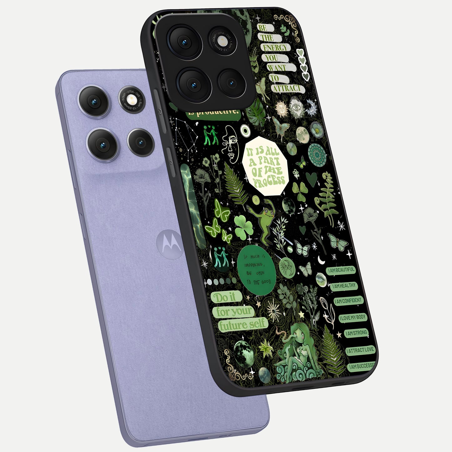  Green Mandala Pattern phone case For Moto G86 Power showing premium glass back cover with detailed artwork