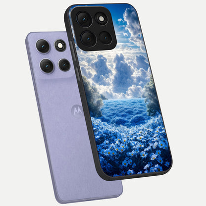 Heavenly Daisy Horizon phone case For Moto G86 Power showing premium glass back cover with detailed artwork
