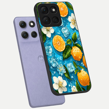  Ice Cube With Orange phone case For Moto G86 Power showing premium glass back cover with detailed artwork