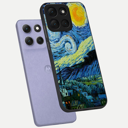  Inspired Van Gogh Art phone case For Moto G86 Power showing premium glass back cover with detailed artwork