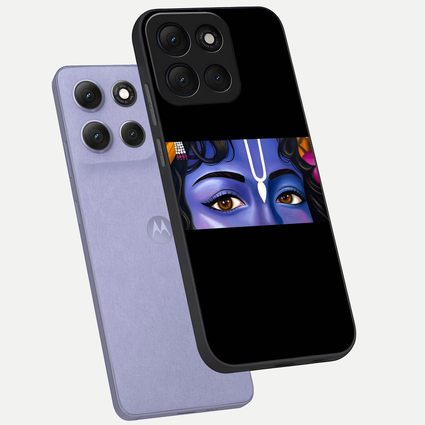  Krishna Eye phone case For Moto G86 Power showing premium glass back cover with detailed artwork