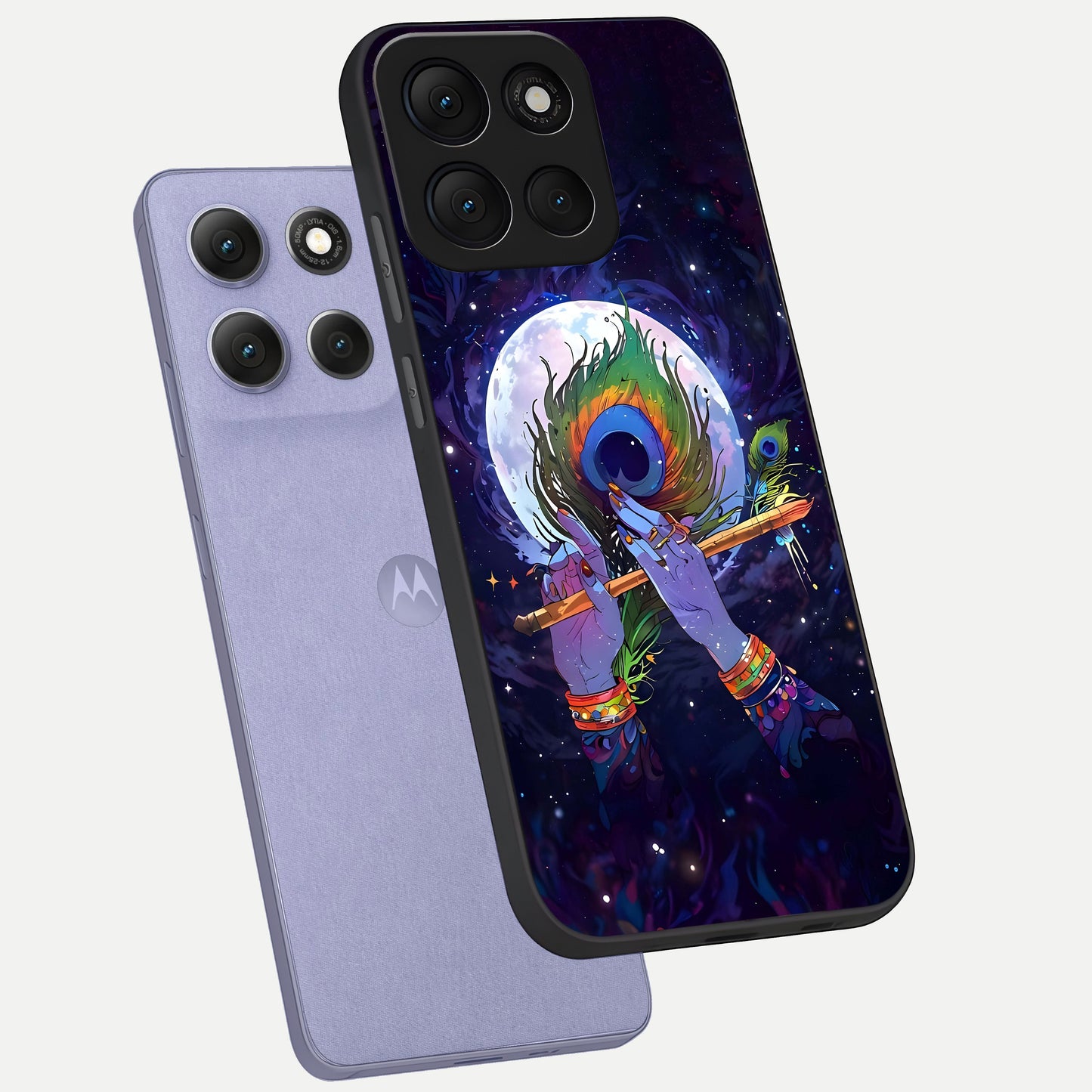  Krishna Hands Art phone case For Moto G86 Power showing premium glass back cover with detailed artwork