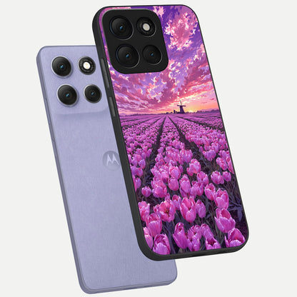  Lavender Dream Skies phone case For Moto G86 Power showing premium glass back cover with detailed artwork