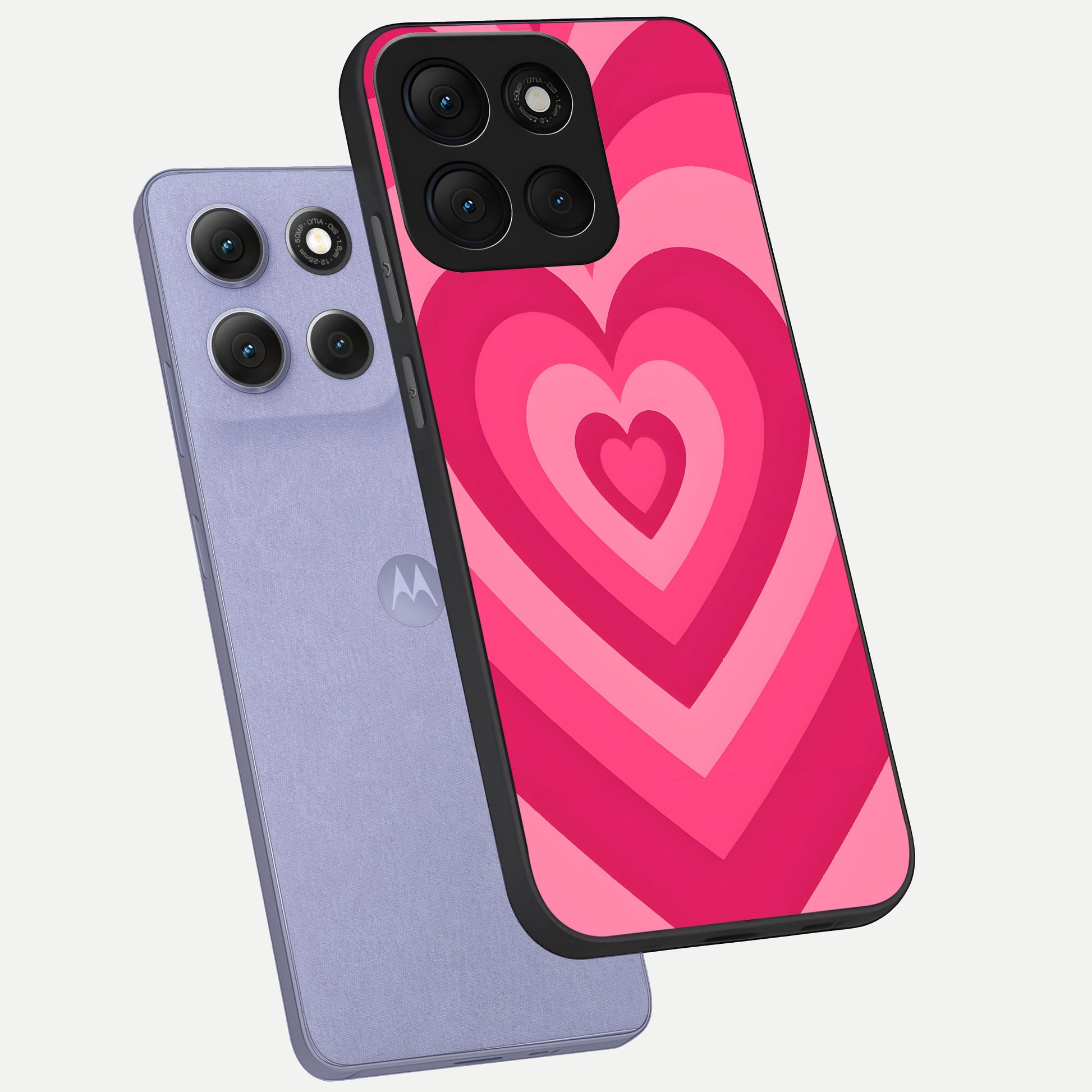  Layered Love Hearts phone case For Moto G86 Power showing premium glass back cover with detailed artwork