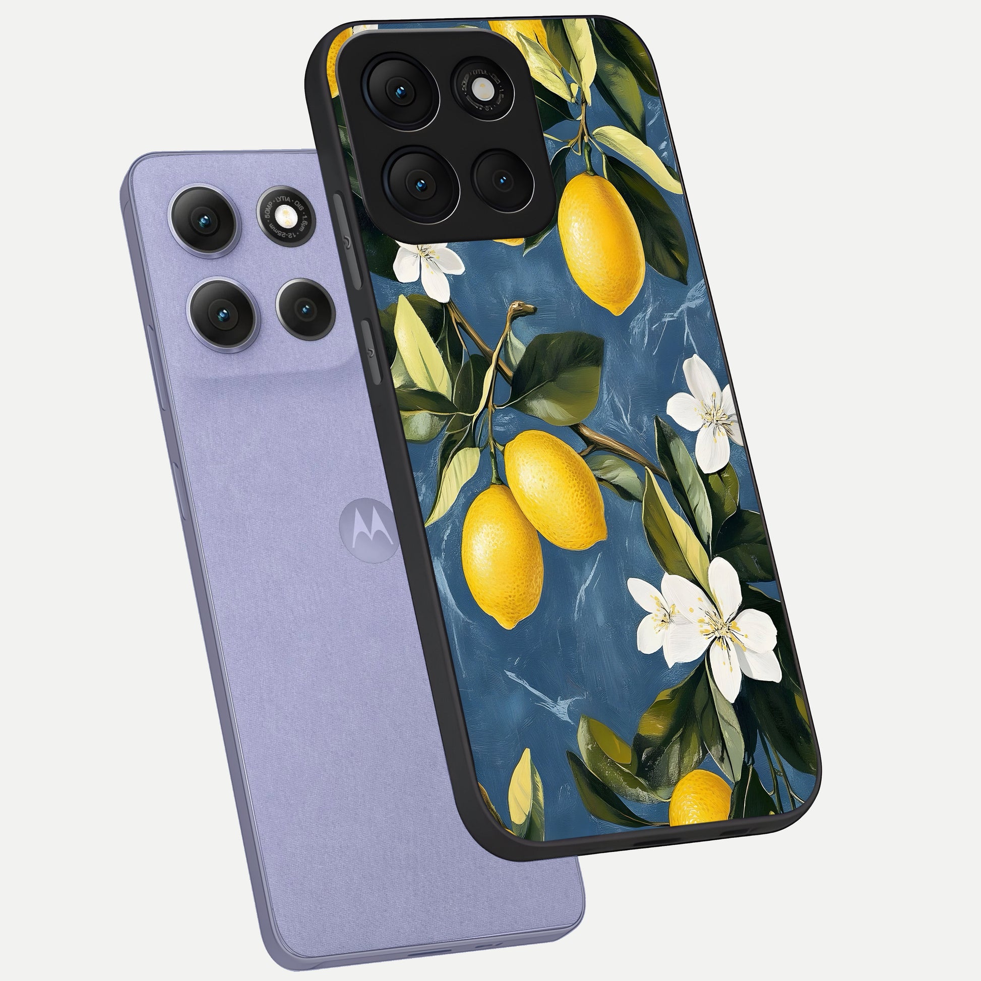  Lemon Dream Garden phone case For Moto G86 Power showing premium glass back cover with detailed artwork