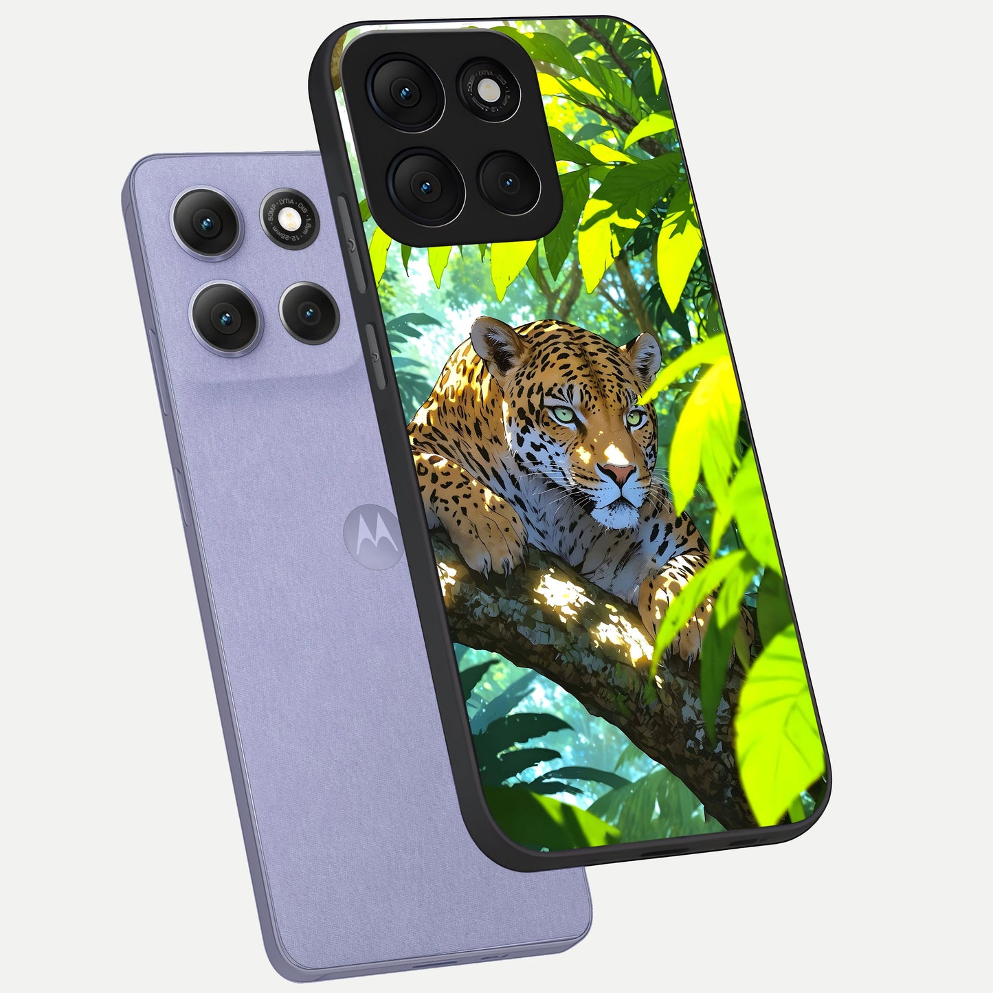  Leopard in Jungle phone case For Moto G86 Power showing premium glass back cover with detailed artwork